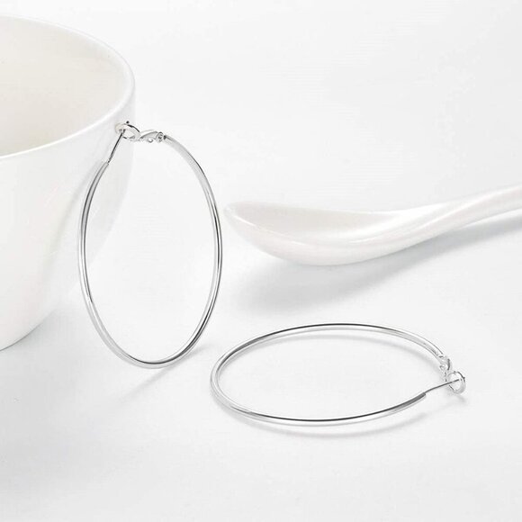 Brand New Sterling Silver Hoop Earrings Set for Women - 3 Sizes - Picture 5 of 5